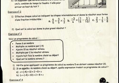 Bonjour , pourriez-vous m'aider s'il vous plait merci en mathématique : pour l'exercice 2 et 3 (fra