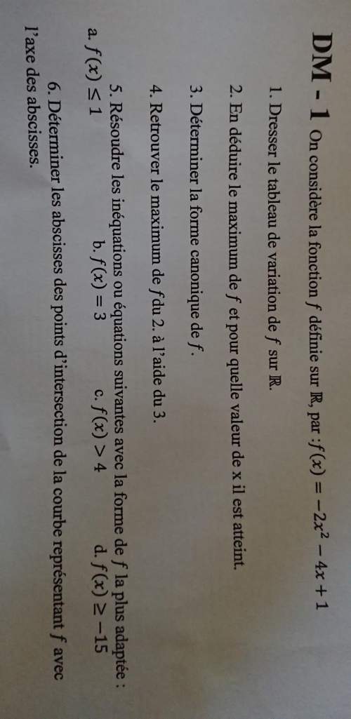 Bonjour,je n'arrive pas a répondre a la question 5,la forme canonique de f est : -2(x+1)